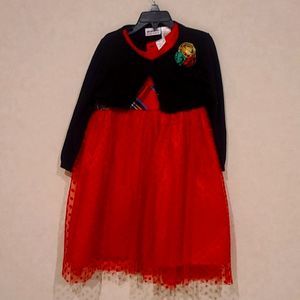 Cute! Red and black dress. Size 5. Great for Christmas! Plaid center beltline.